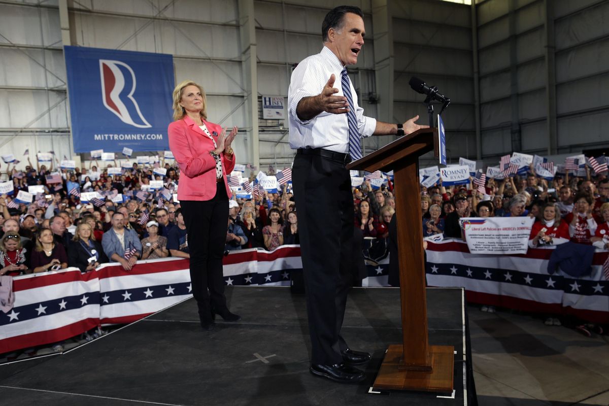 Mitt Romney campaigns at Colorado Springs Municipal Airport in Colorado Springs, Colo., on Saturday.