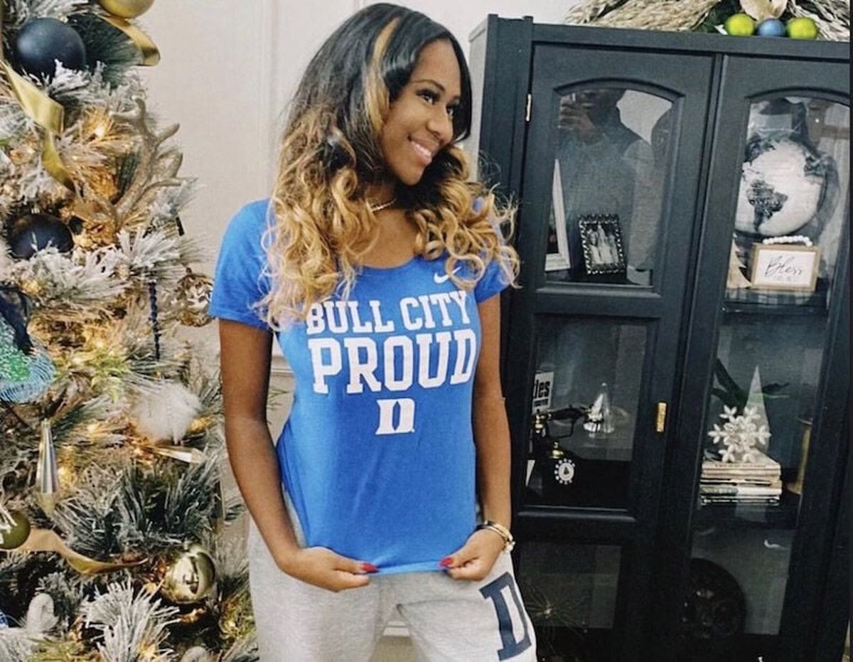 Daya Brown, at home in Atlanta in December, was accepted by 54 colleges and universities. She decided to attend Duke University in Durham, N.C., nicknamed the “Bull City.”  (Family photo/Handout)