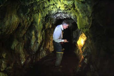 
Brian Olmstead, general manager of the Twin Falls Canal Co., explores one of the town's 49 tunnels  on May 2. Associated Press
 (Associated Press / The Spokesman-Review)