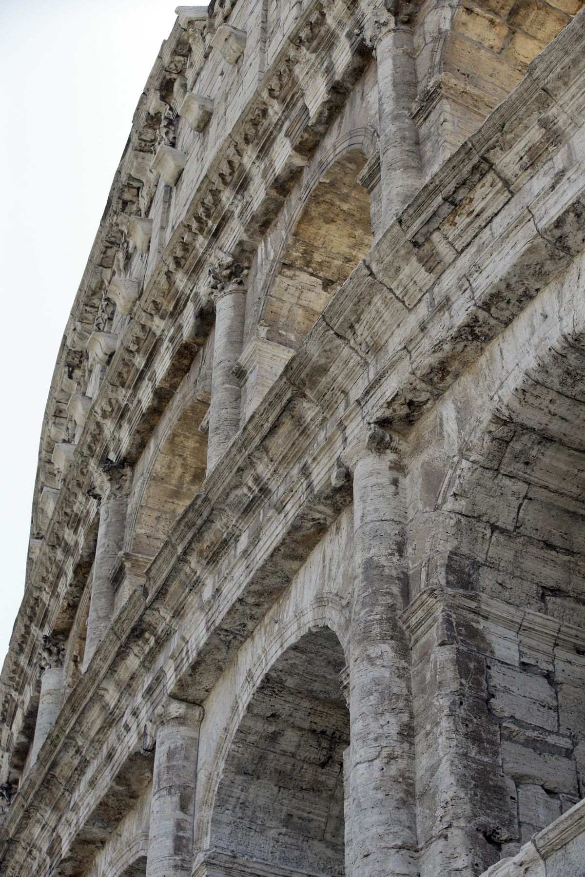 A detail of the Colosseum after the first stage of the restoration work was completed in Rome, Friday, July 1st, 2016. The Colosseum has emerged more imposing than ever after its most extensive restoration, a multi-million-euro cleaning to remove a dreary, undignified patina of soot and grime from the ancient arena, assailed by pollution in traffic-clogged Rome. (Andrew Medichini / Associated Press)