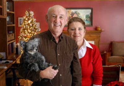 
Gary and Cheri Reed moved to Spokane in 2005 from Toledo, Wash., to be near family. Gary is holding their dog, Tina.
 (JESSE TINSLEY/THE SPOKESMAN-REVIEW / The Spokesman-Review)