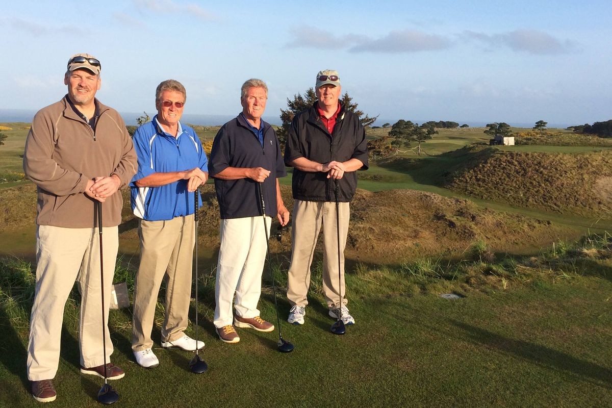 The brothers Meehan (from left Jack, Pat, Mike, Jim) at Bandon Dunes Resort for a spectacular two-day, 72-hole golf odyssey.