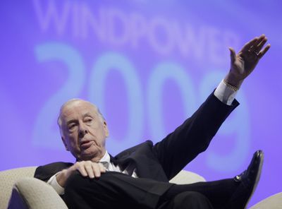 Plans for the world’s largest wind farm have been scrapped, energy baron T. Boone Pickens said. (File Associated Press / The Spokesman-Review)