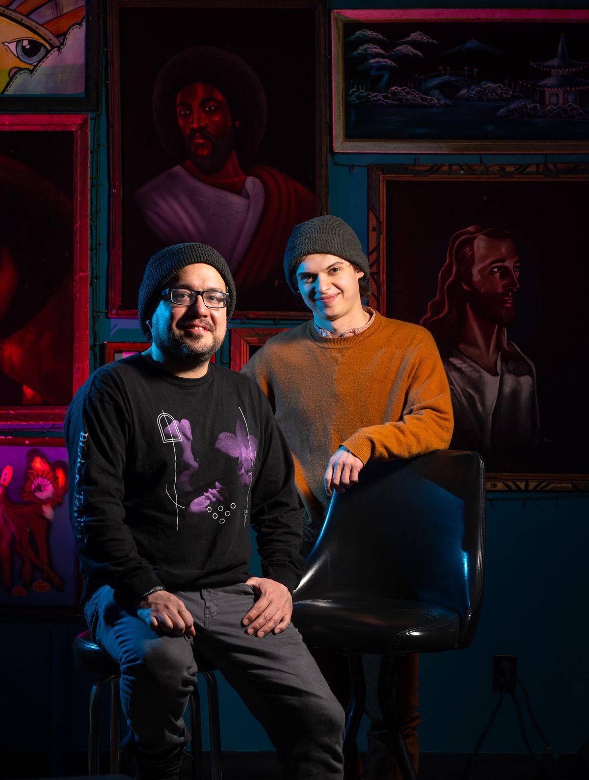 Luis Mota owns the Palimpsest Group, a local music publicity and management company, and Norman Robbins is lead singer and guitarist of the Spokane indie rock band BaLonely. Mota and Robbins have recently formed a partnership for local music events.  (Colin Mulvany/The Spokesman-Review)