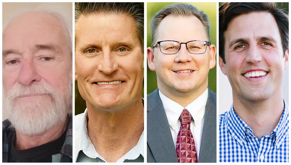 Candidates for superintendent of public instruction in Washington’s Aug. 6, 2024, primary are, from left, John Patterson Blair, David Olson, incumbent Chris Reykdal and Reid Saaris. 