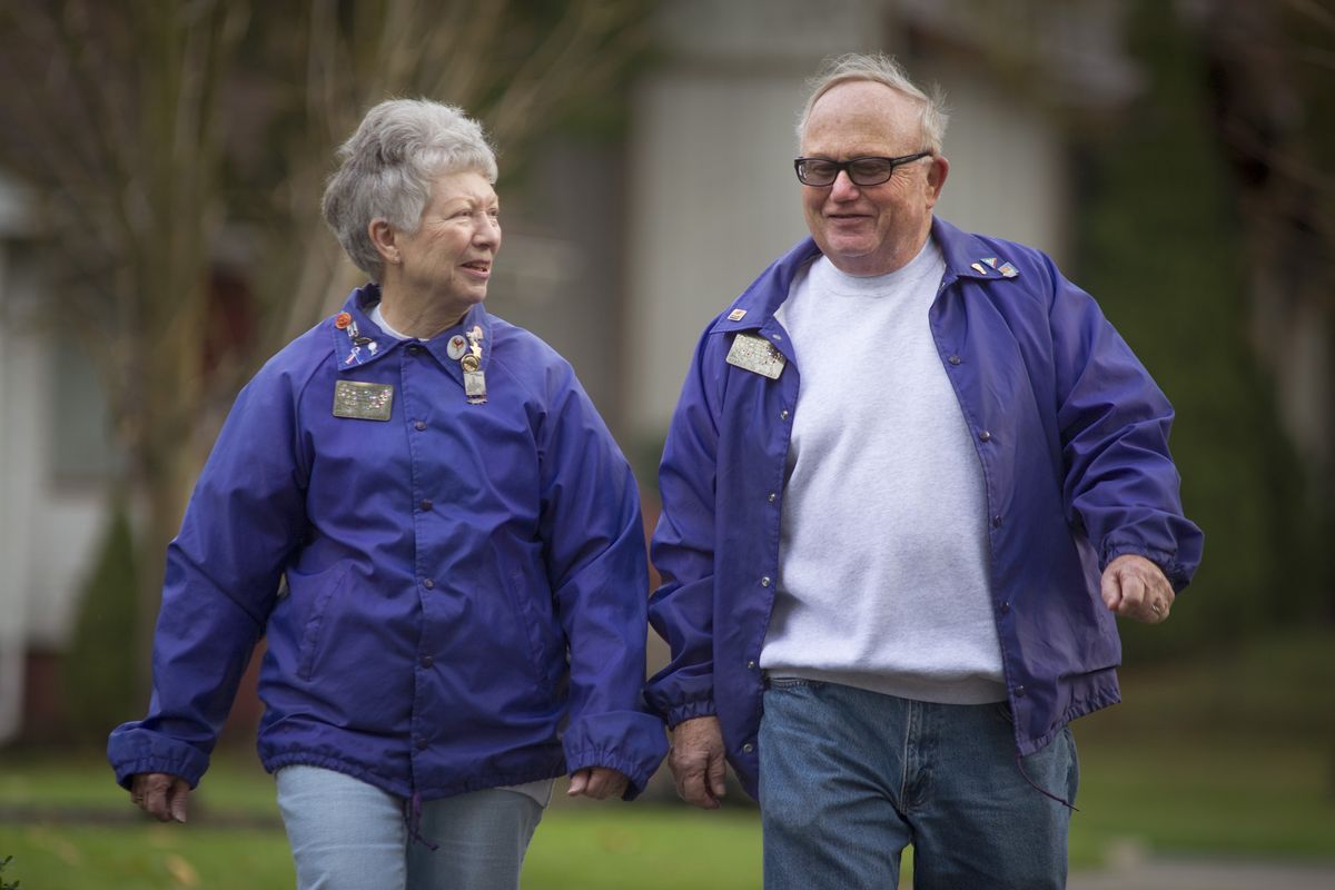 Donna Withers and her husband, George Withers, both 73, are active “volkssporters,” helping to organize many local walking tours. (Colin Mulvany)