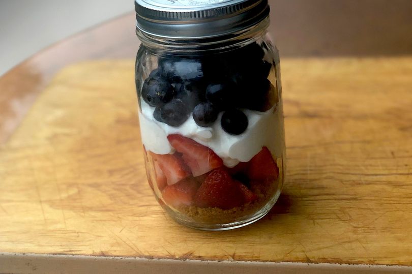 There are endless variations on this easy cheesecake in a jar, including a Red, White and Blue version for the Fourth. (Leslie Kelly)