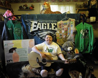 Tasha Kelly-Schafnitz from Harmony High School is proud of her many mementos and accomplishments since middle school. Her dad made her guitar. She threw the javelin for East Valley High, has been a Girl Scout for six years, and loves her Philadelphia Eagles and stuffed animal collection. But she is most proud of her participation in the 2007 Chase Youth Award for Volunteering. (J. Bart Rayniak)