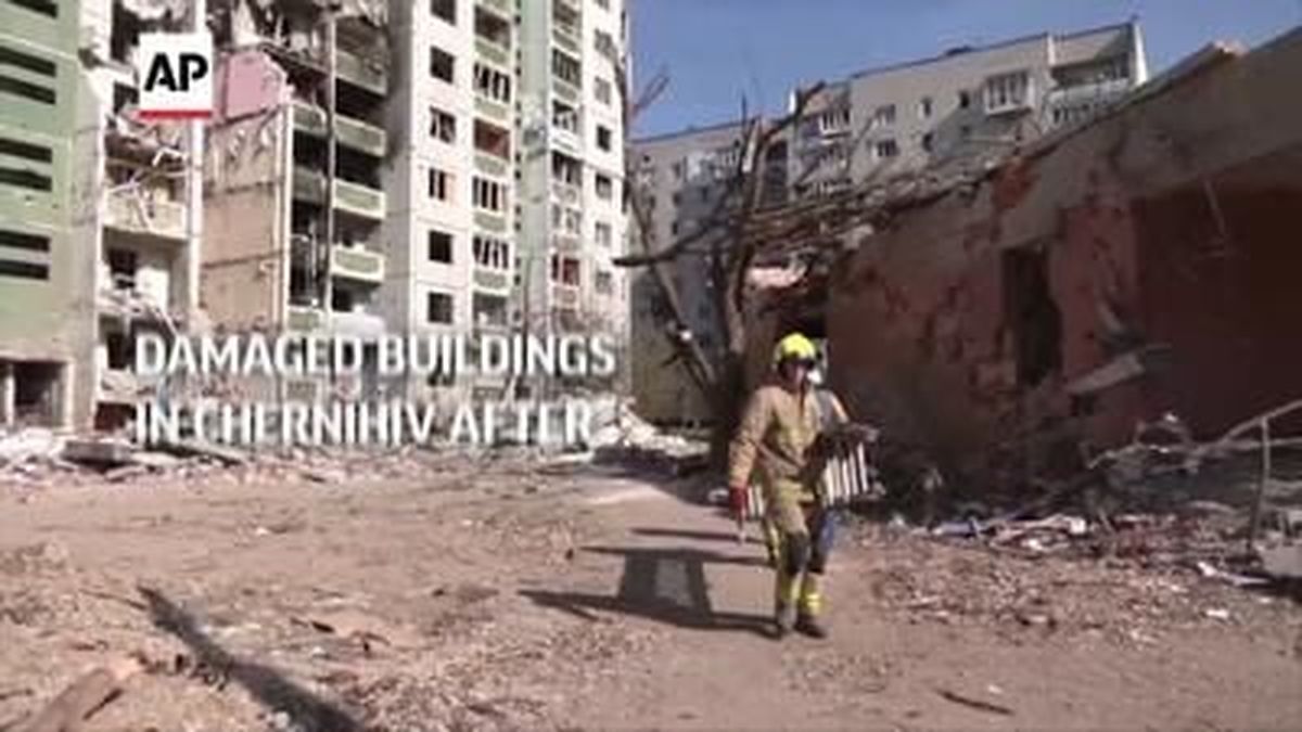 Rescuers continued to clear rubble from damaged buildings in the Ukrainian city of Chernihiv on Saturday, after shelling and airstrikes left the city in ruins. 