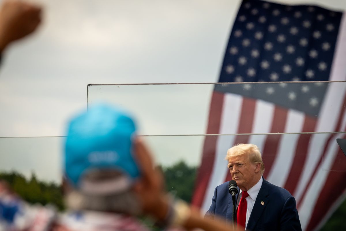 Donald Trump speaks Wednesday in Asheboro.   (Kate Medley/Kate Medley for The Washington P)