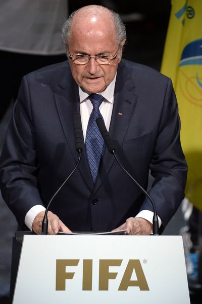 FIFA President Sepp Blatter speaks at the opening ceremony of the FIFA congress in Zurich (Associated Press)