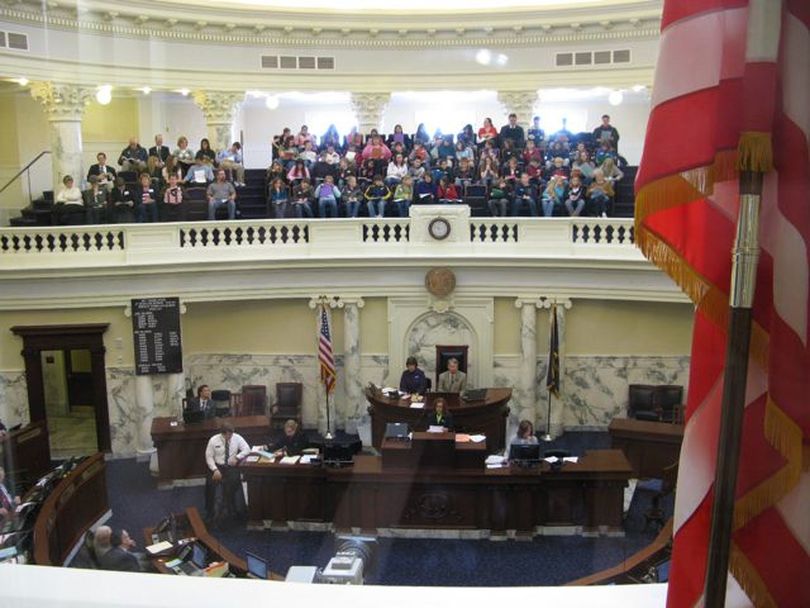 The Idaho House convenes on Monday with a gallery full of visiting schoolchildren. (Betsy Russell)