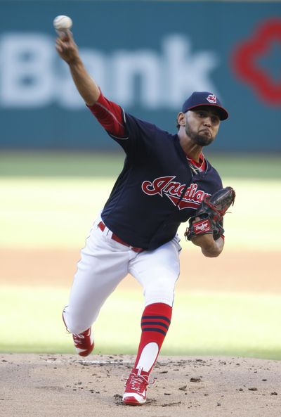 Indians pitcher Danny Salazar will be out for two to three weeks with elbow inflammation. (Ron Schwane / Associated Press)