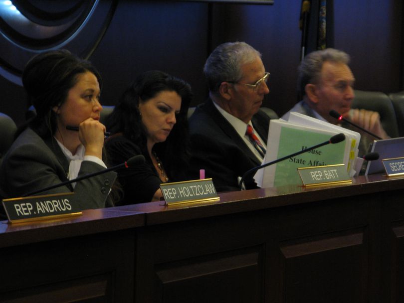 House State Affairs Committee members listen to testimony on Wednesday afternoon on instant racing (Betsy Russell)