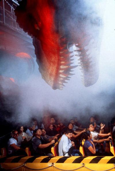 
Visitors to Universal Studios Hollywood are shown on 