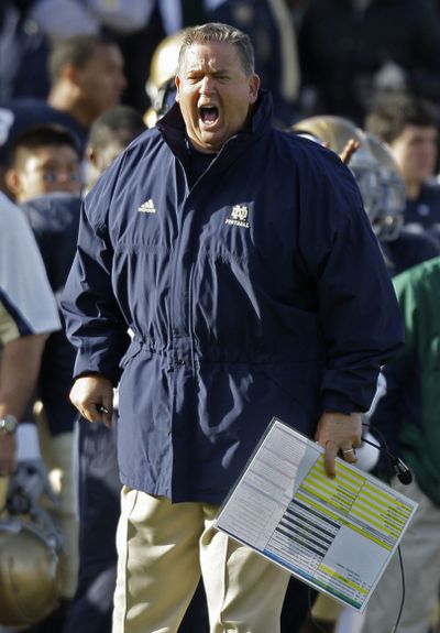 Norte Dame coach Charlie Weis expects plenty of Fighting Irish fans will turn out in San Antonio.  (Associated Press / The Spokesman-Review)