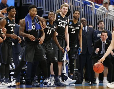The 11th-seeded Xavier Muskateers are the lowest remaining seed in the NCAA Tournament. (Wilfredo Lee / Associated Press)