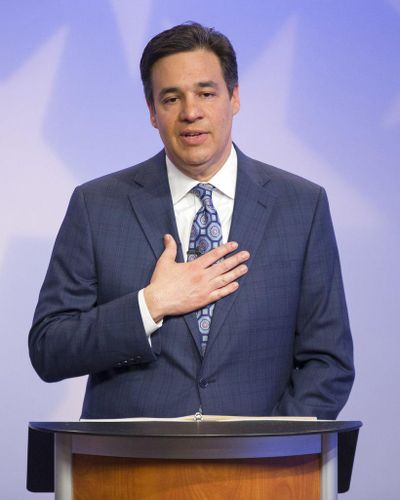 Rep. Raul Labrador, R-Idaho, speaks during a debate at the studios of Idaho Public Television in Boise, Idaho, Monday, April 23, 2018. (AP Photo/Otto Kitsinger) (Otto Kitsinger / AP)