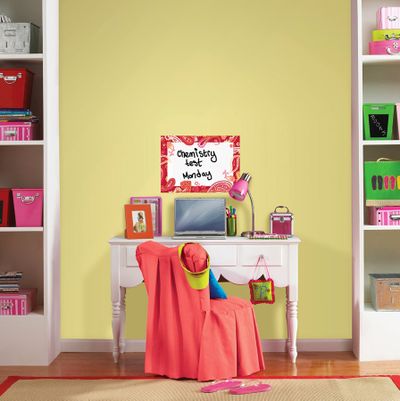 The WallPops Paisley Please Red Dry-Erase Message Board can help keep a student’s desk area organized.