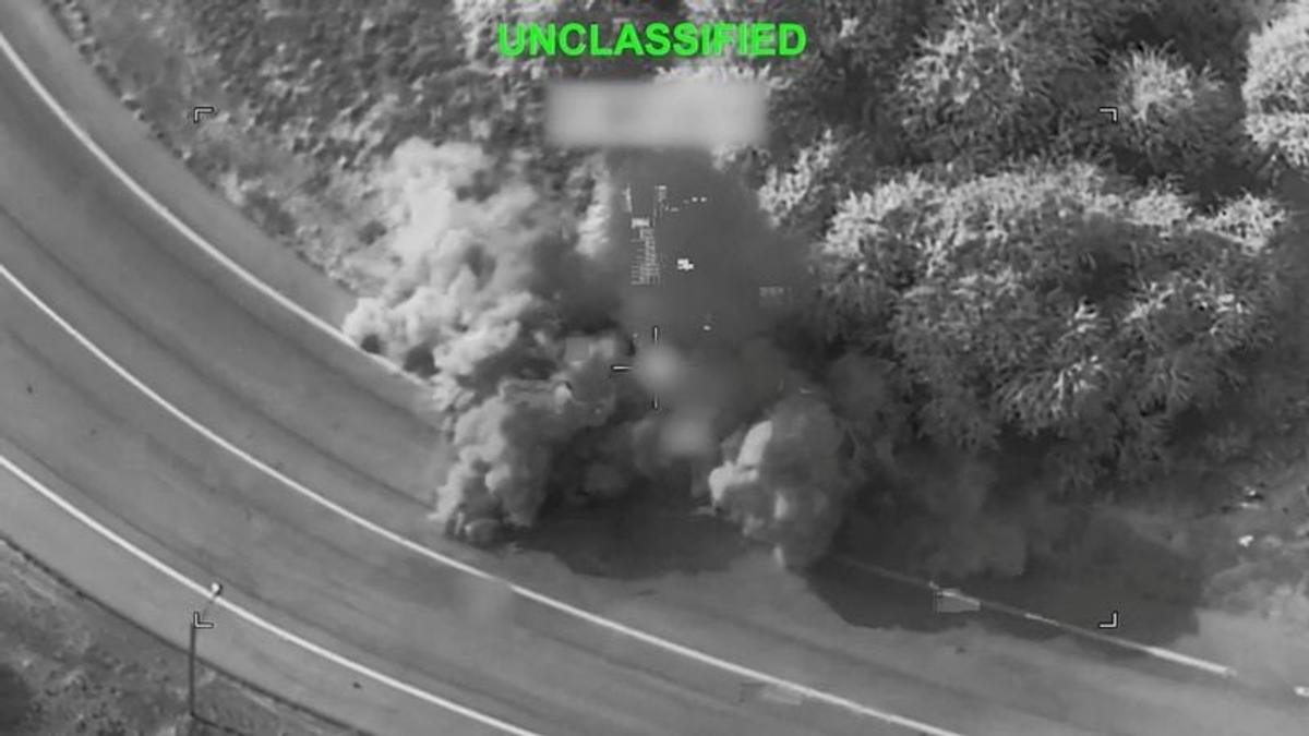 Smoke rises following a strike at an unknown location during what the U.S. military says is its latest wave of strikes on Iran, hitting "Iranian military targets such as coastal surveillance and air defense sites, military logistics infrastructure, and maritime capabilities," in this still image taken from handout video released July 16, 2026. U.S. Central Command/Handout via REUTERS  (U.S. Central Command)