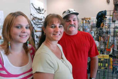 
From right, Jim and Alice Smith, with daughter Amber, have opened a fishing shop in Rathdrum called Tackle Testers. 
 (Jesse Tinsley / The Spokesman-Review)
