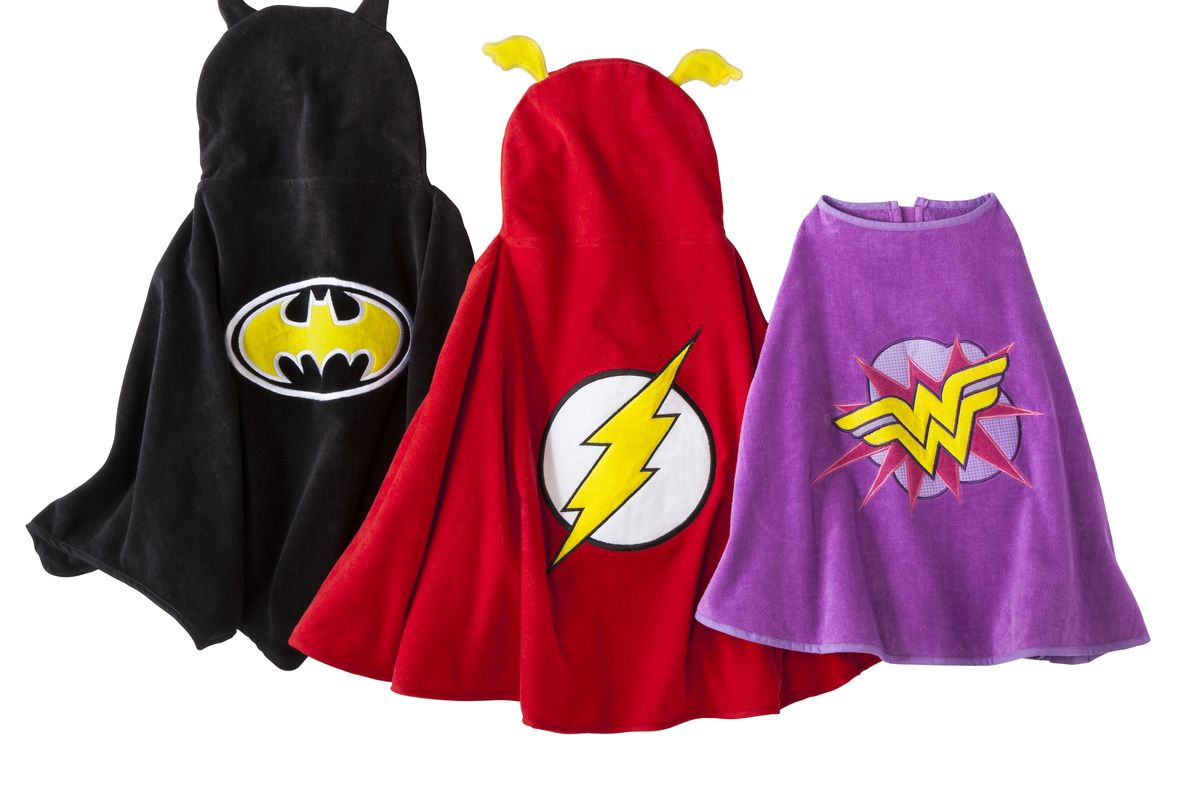 Superhero-inspired beach towel capes are a fun way for kids to dry off.
