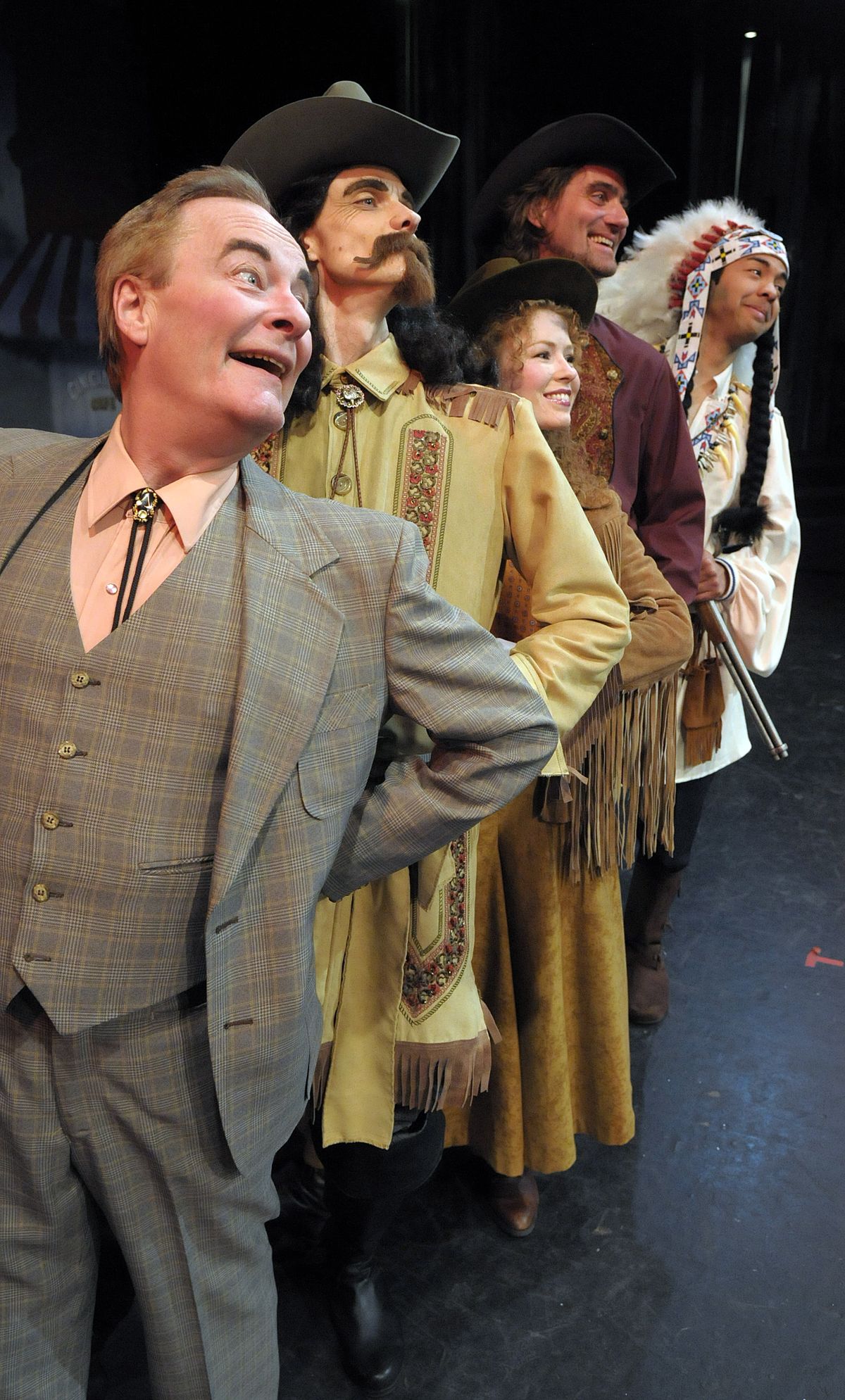 From left, Gary Pierce, Doug Dawson, Tami Knoell, Patrick McHenry-Kroetch and Paul Villabrille in Civic Theatre’s production of “Annie Get Your Gun.” (Christopher Anderson)