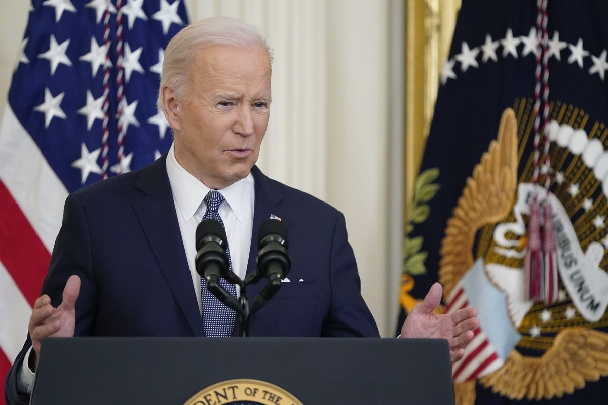 President Joe Biden speaks at an event to celebrate Black History Month in the East Room of the White House, Monday, Feb. 28, 2022, in Washington. (Patrick Semansky)