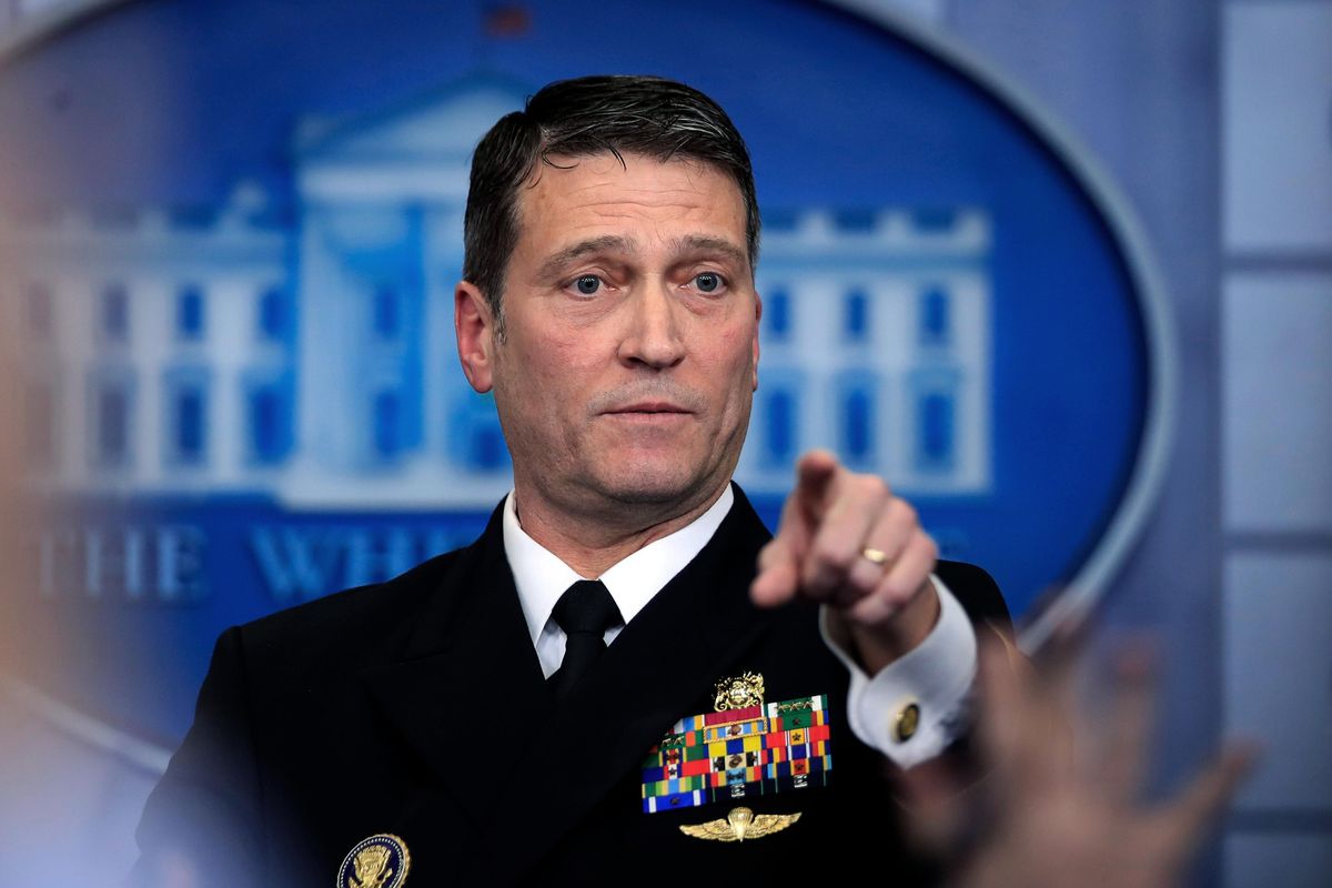 White House physician Dr. Ronny Jackson speaks to reporters during the daily press briefing in the Brady press briefing room Jan. 16, 2018 at the White House, in Washington. Jackson, President Donald Trump’s pick to lead Veterans Affairs withdrew April 26, in the wake of late-surfacing allegations about overprescribing drugs and poor leadership while serving as a top White House doctor, saying the “false allegations” against him have become a distraction. (Manuel Balce Ceneta / Associated Press)