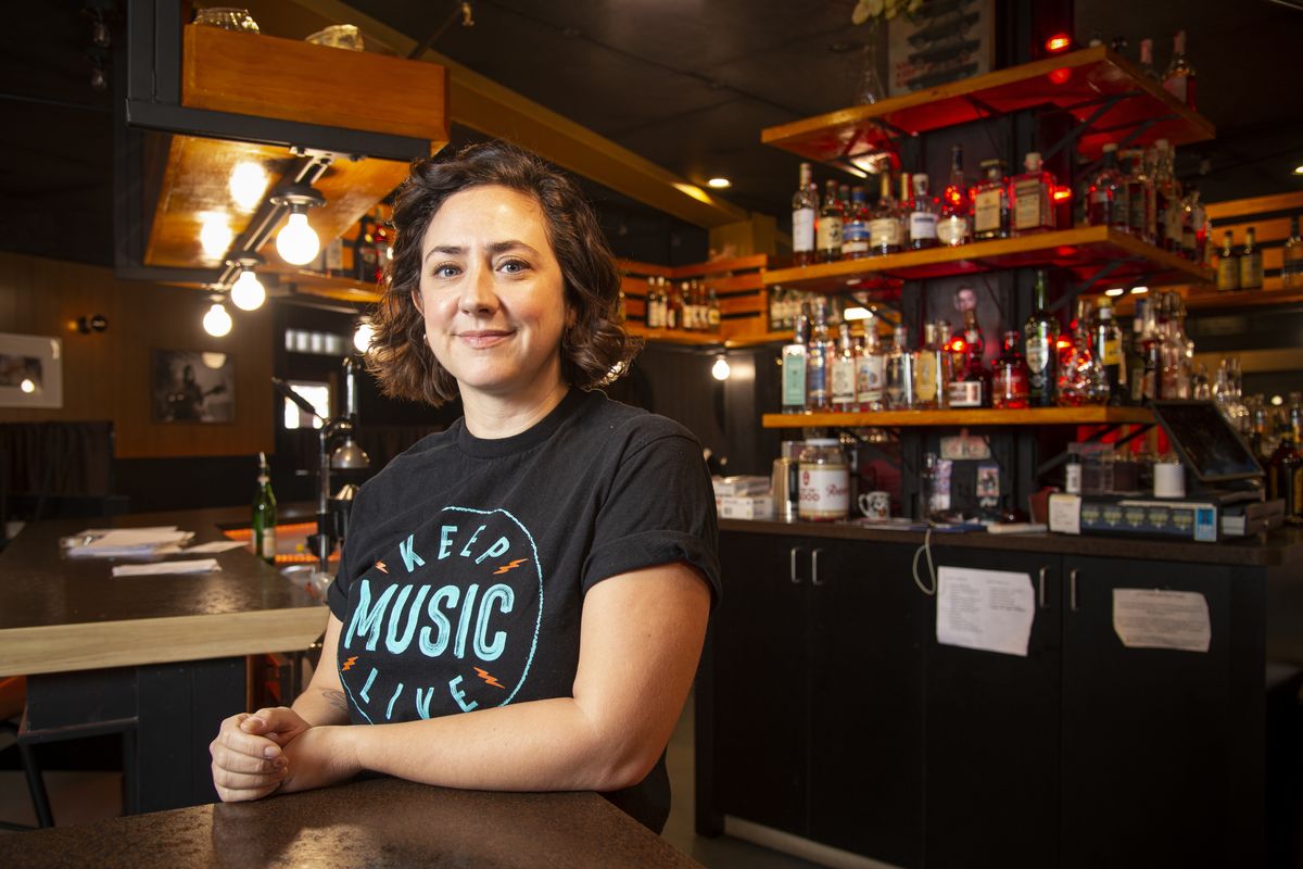 Owner Karli Ingersoll of Lucky You Lounge stands by the bar next to the performance venue at her closed business at 1801 W. Sunset Blvd. in Browne