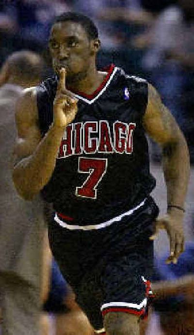 
Chicago Bulls rookie Ben Gordon (15.1 ppg) leads the NBA with 21 double-digit fourth quarters. 
 (Associated Press / The Spokesman-Review)