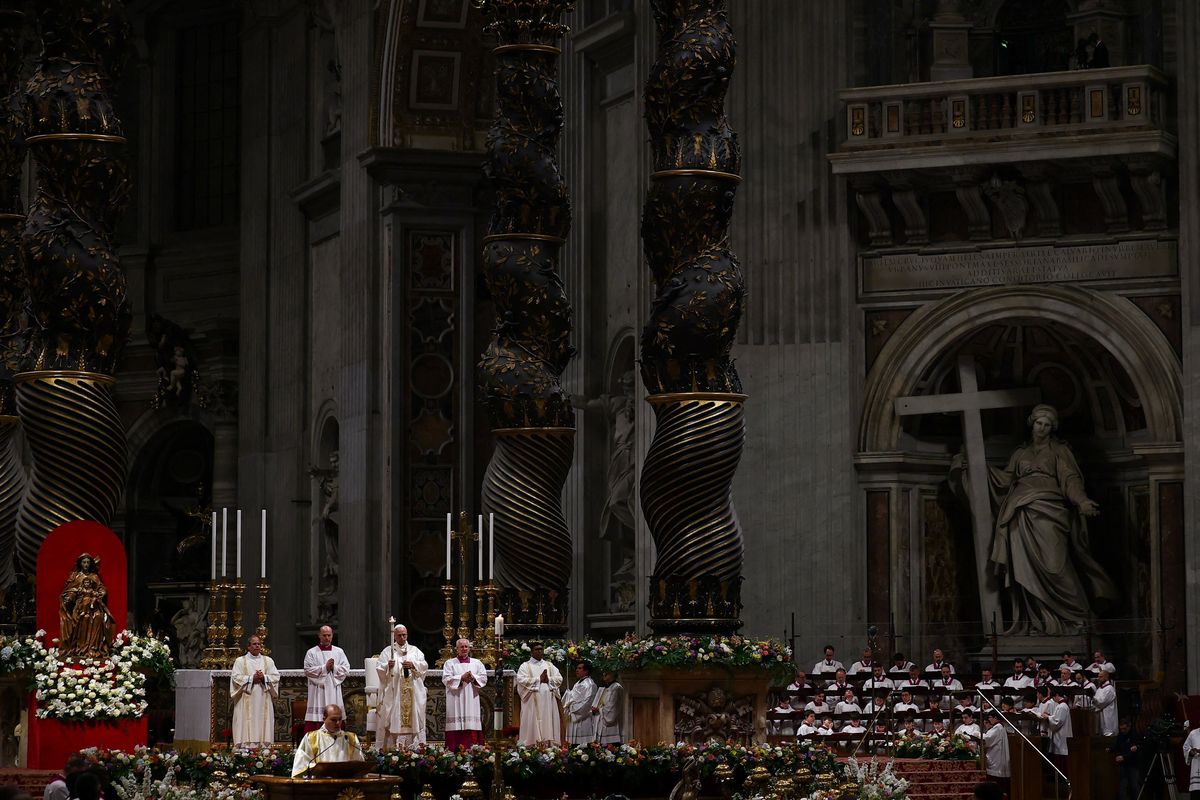 Pope Leo XIV leads the Easter Vigil on Saturday in Saint Peter