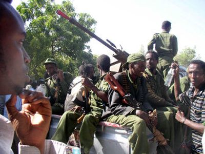 
Transitional government soldiers  patrol in Mogadishu, Somalia, on Saturday. 
 (Associated Press / The Spokesman-Review)