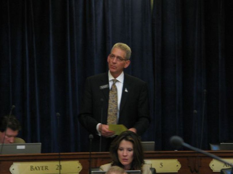 House Education Chairman Bob Nonini, R-Coeur d'Alene, debates in favor of the public school budget on Thursday (Betsy Russell)