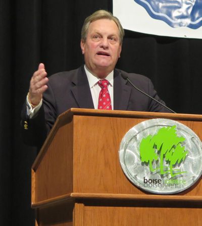 Idaho 2nd District Rep.  Mike Simpson speaks Monday, May 15, 2017, at the Idaho Healthcare Summit at the Boise Centre. (Betsy Z. Russell / SR)