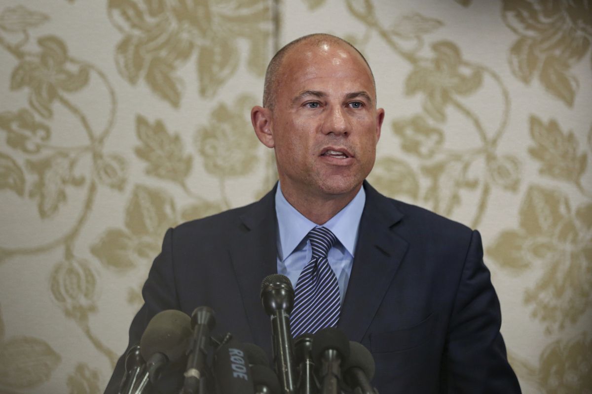 FILE - In this Monday, July 15, 2019, file photo, attorney Michael Avenatti speaks during a news conference in Chicago. A California judge has declared a mistrial Tuesday, Aug. 24, 2021, in the embezzlement trial of attorney Avenatti, who is charged with stealing millions in settlement money from his clients. Judge James Selna ruled on technical grounds that federal prosecutors failed to turn over relevant financial evidence to Avenatti.  (Amr Alfiky)