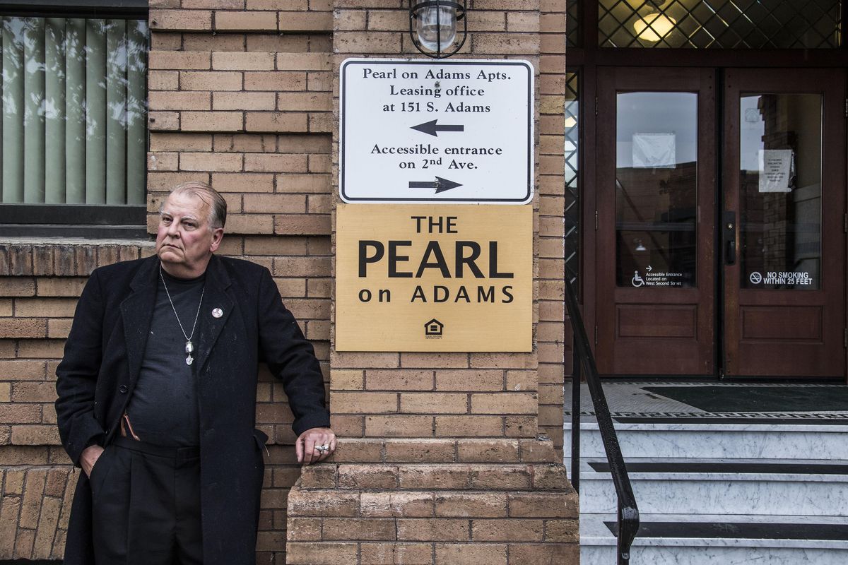 Chet Caskey visits The Pearl on Adams on Thursday, Oct. 13, 2016. It is stop No. 10 on his tour of haunted Spokane places. The Pearl, formerly known as the Helen Apartments, is where Stanley Pietrzak turned the basement into a torture chamber and crematorium. (Dan Pelle / The Spokesman-Review)