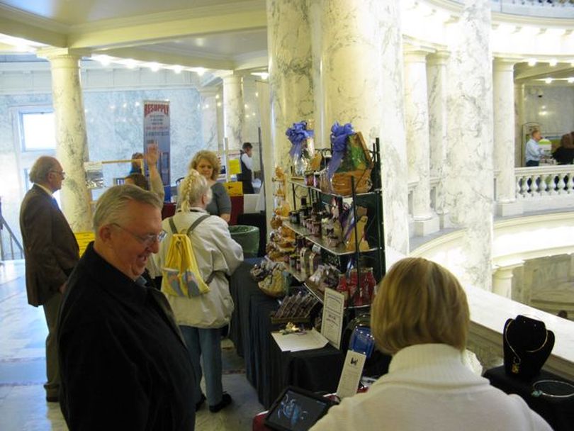 Displays fill three floors of the Capitol's rotunda Wednesday for 