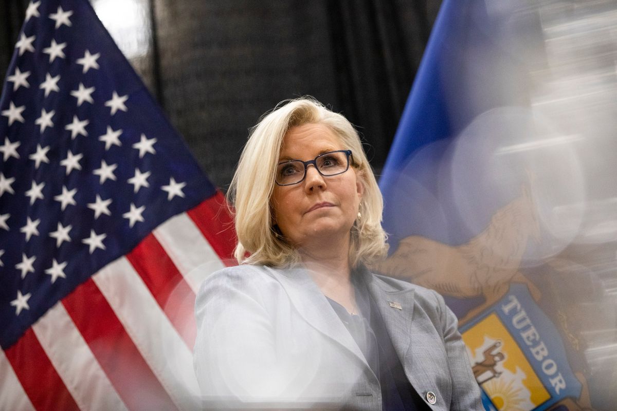 FILE -- Rep. Liz Cheney (R-Wyo.) in East Lansing, Mich., Nov. 1, 2022. As relations turned frosty last year between Rep. Kevin McCarthy (R-Calif.) and Cheney over her criticism of former President Donald Trump, Jeff Miller quietly warned Republican political consultants to stop working for her re-election campaign. (Emily Elconin/The New York Times)  (EMILY ELCONIN)