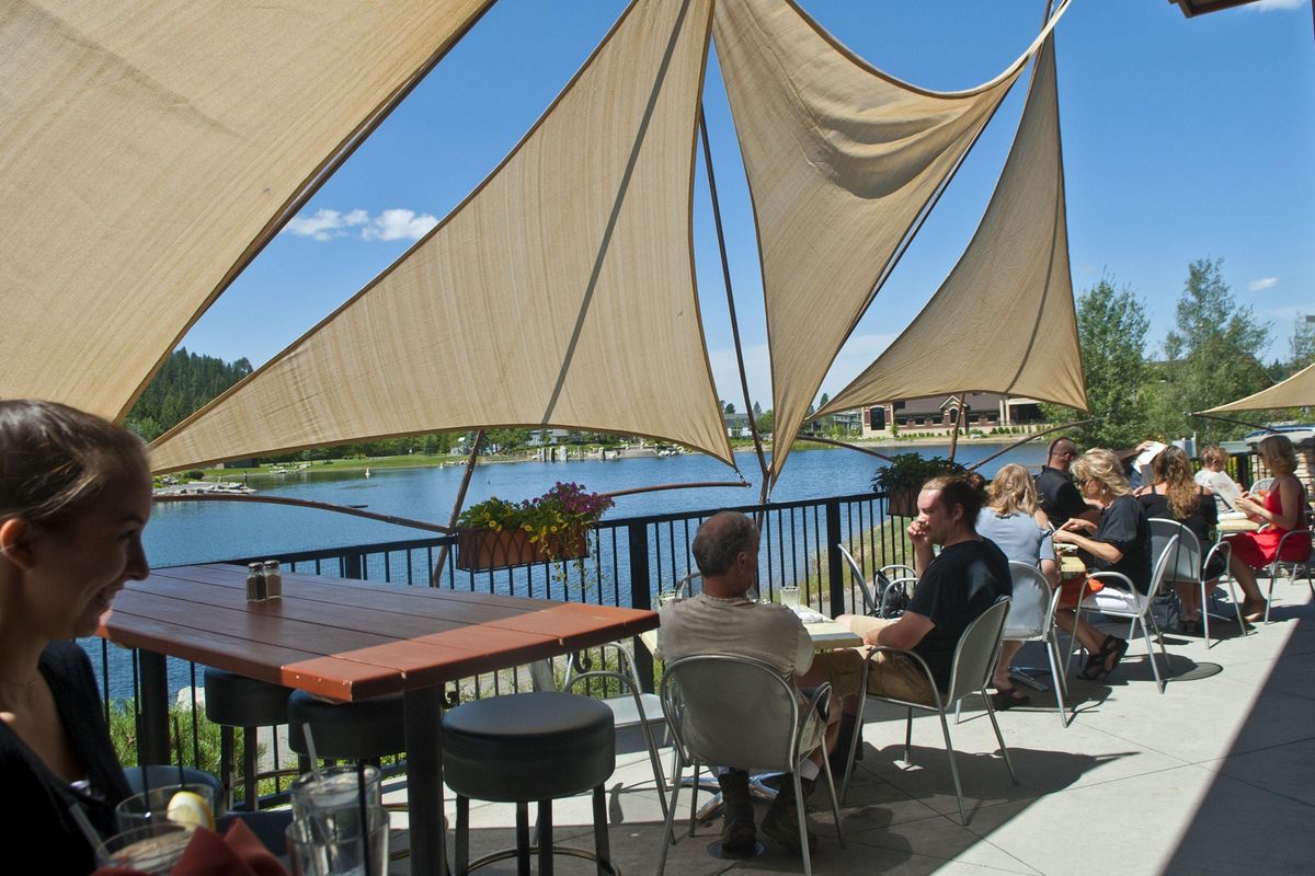 The out door seating was a popular place to eat at Bardenay Restaurant & Distillery in Coeur d