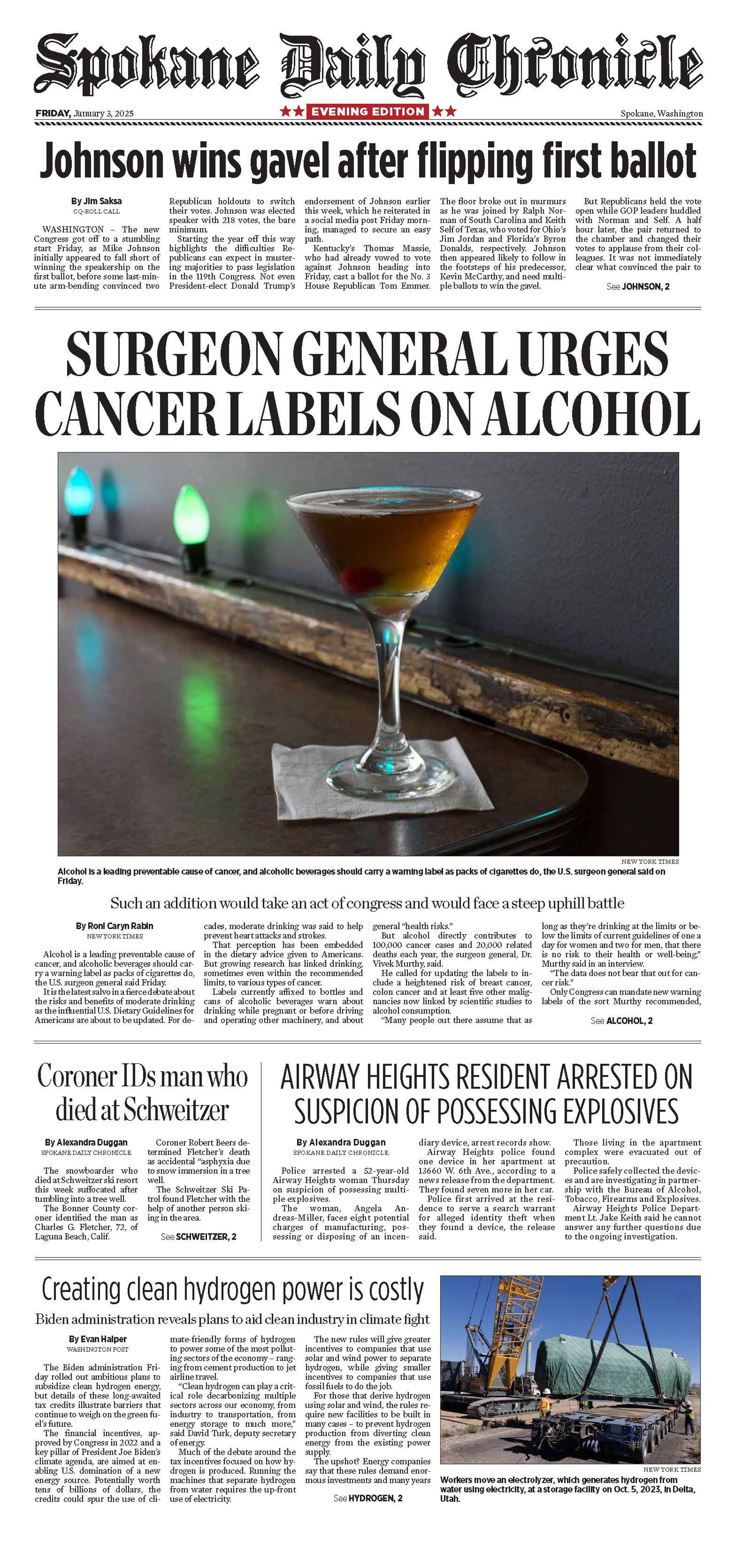 The Chronicle Front Page for Jan. 3, 2025 The SpokesmanReview