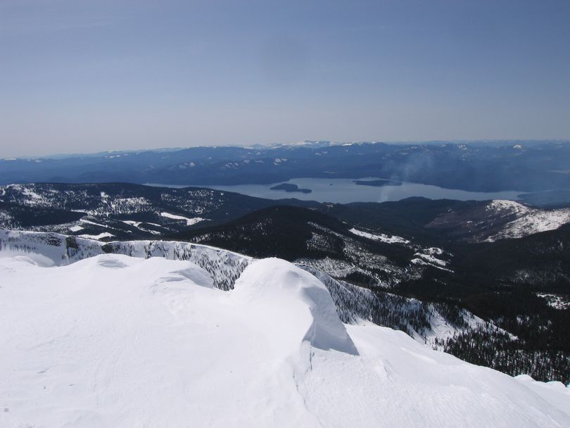 Looking west across Priest Lake Kalispell and Bartoo Islands can be seen. Priest Lake offers over 400 miles of groomed snowmobile trails.  (Craig Hill)