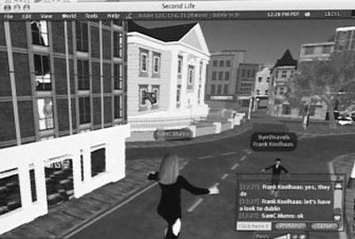 
In this video image of a computer screen in New York taken on  April 7 during the author's tour of virtual world 