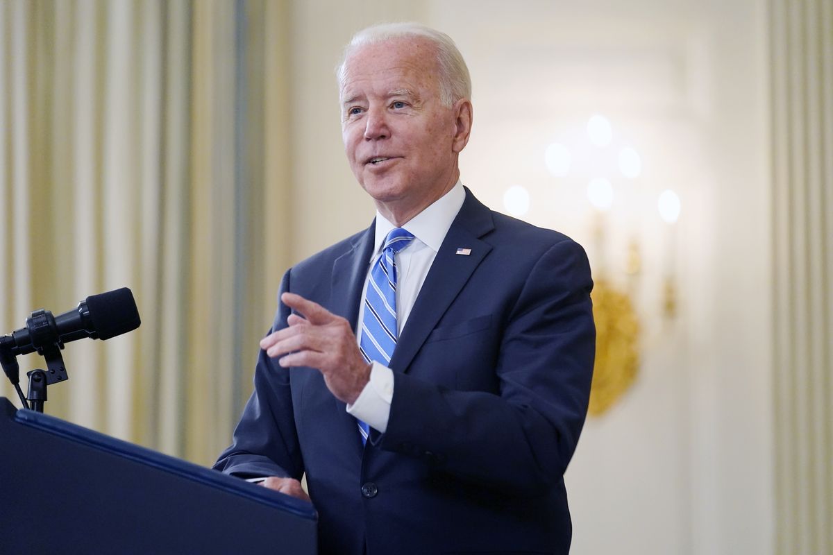 President Joe Biden speaks about the economy and his infrastructure agenda in the State Dining Room of the White House, in Washington, Monday, July 19th, 2021.  (Andrew Harnik)