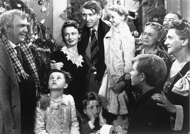 In this undated publicity still photo, James Stewart, as George Bailey, center, is reunited with his wife, played by Donna Reed, left, and children during the last scene of Frank Capra’s 1946 classic, “It’s A Wonderful Life.” NBC will broadcast the film on Dec. 12 and 24 at 8 p.m.Associated Press photos (Associated Press photos)