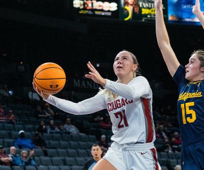 WSU’s Johanna Teder goes up for a shot Wednesday.  (Courtesy of Pac-12 Conference)