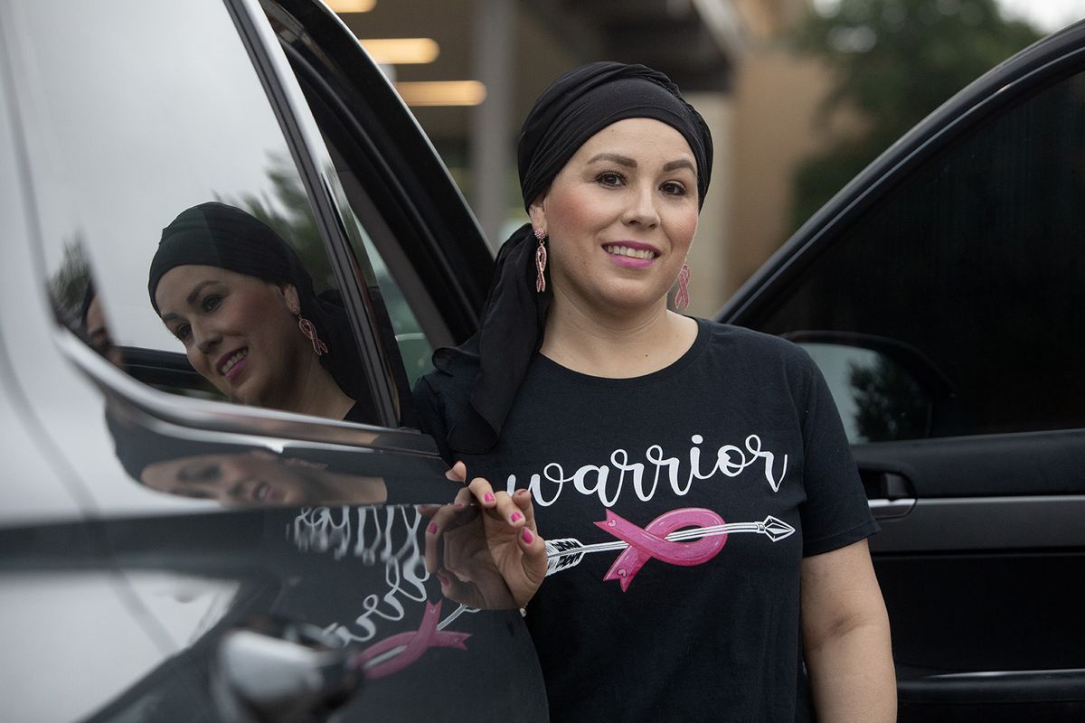 Herlinda Sanchez arrives for her chemotherapy appointment at Texas Oncology in San Antonio.   (Lisa Krantz/KFF Health News/TNS)