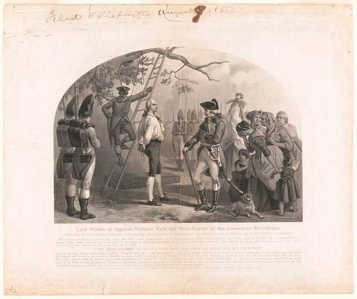 A print depicting the execution of Nathan Hale. MUST CREDIT: Alexander Hay Ritchie/Library of Congress  (Library of Congress/Handout)