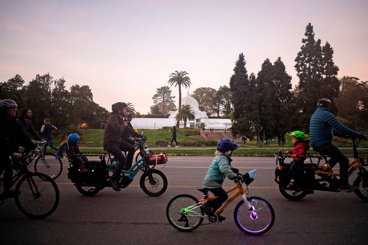 The San Francisco Bike Coalition holds its annual event inside Golden Gate Park on Jan. 21.    (Brian L. Frank/For The Washington Post)