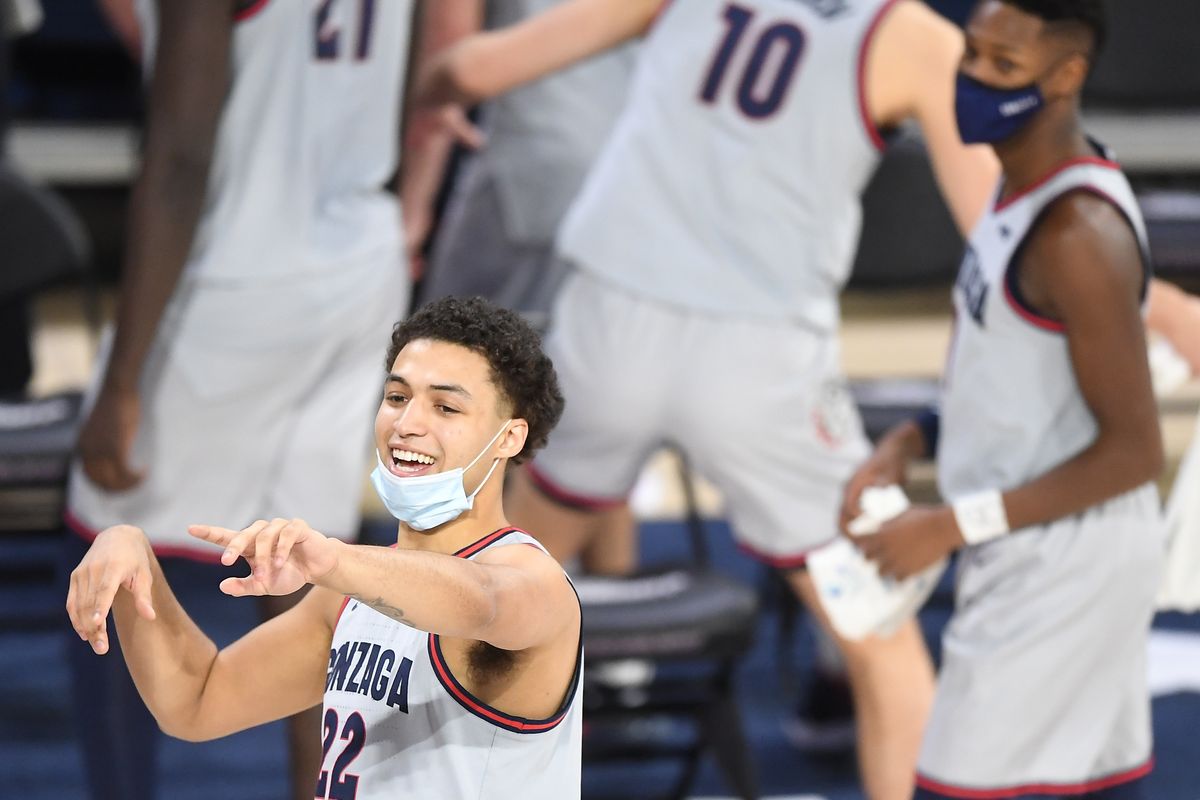 Gonzaga sophomore forward Anton Watson is averaging 7.6 points and 4.0 rebounds per game while ranking second on the team with 15 blocked shots.  (By Tyler Tjomsland / The Spokesman-Review)